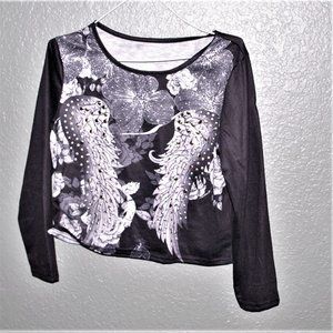 Beautiful Black Gothic Style Crop Top Women Size M